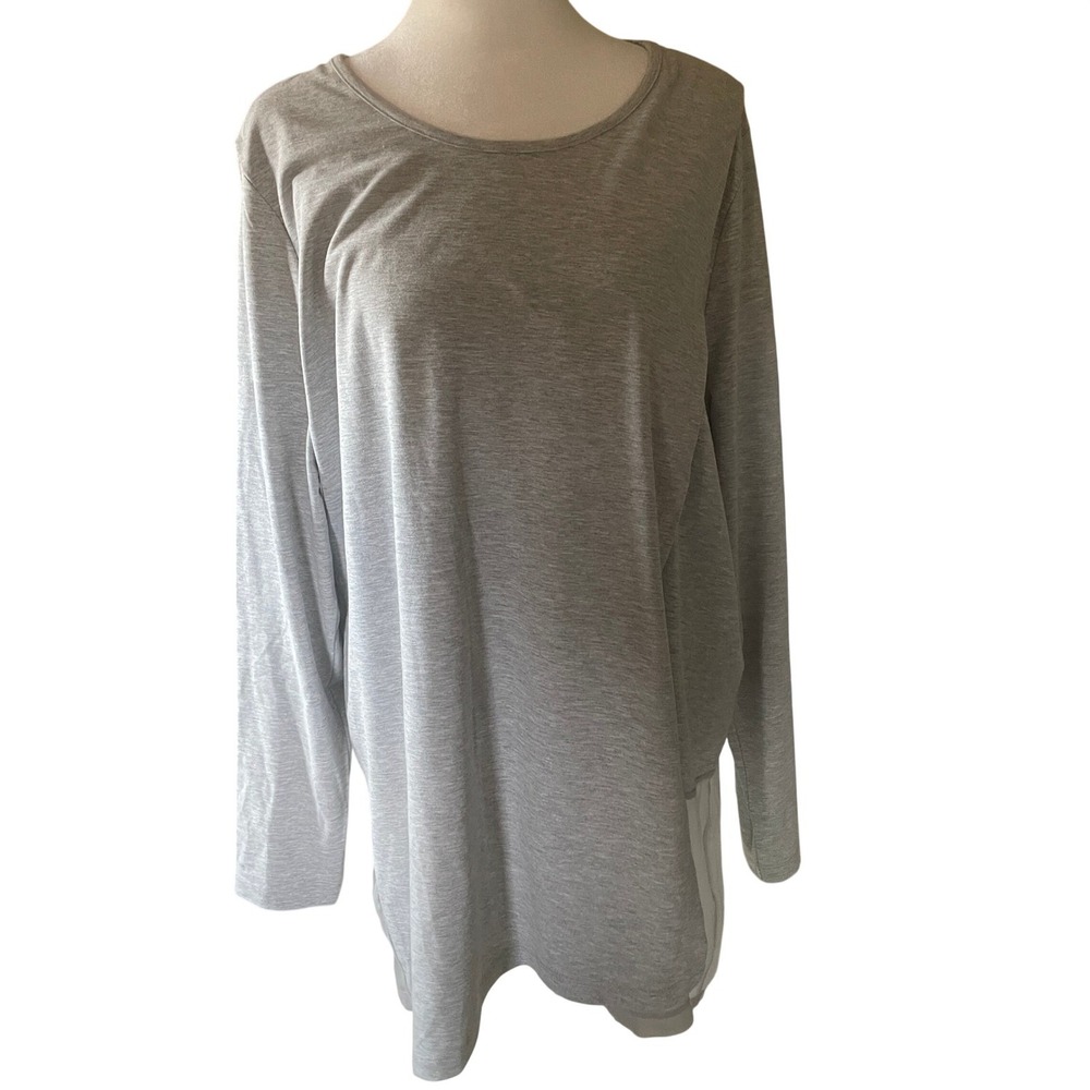Soft Surroundings Womens Mixed Media Layered Hem Tunic XL Gray Lagenlook Casual